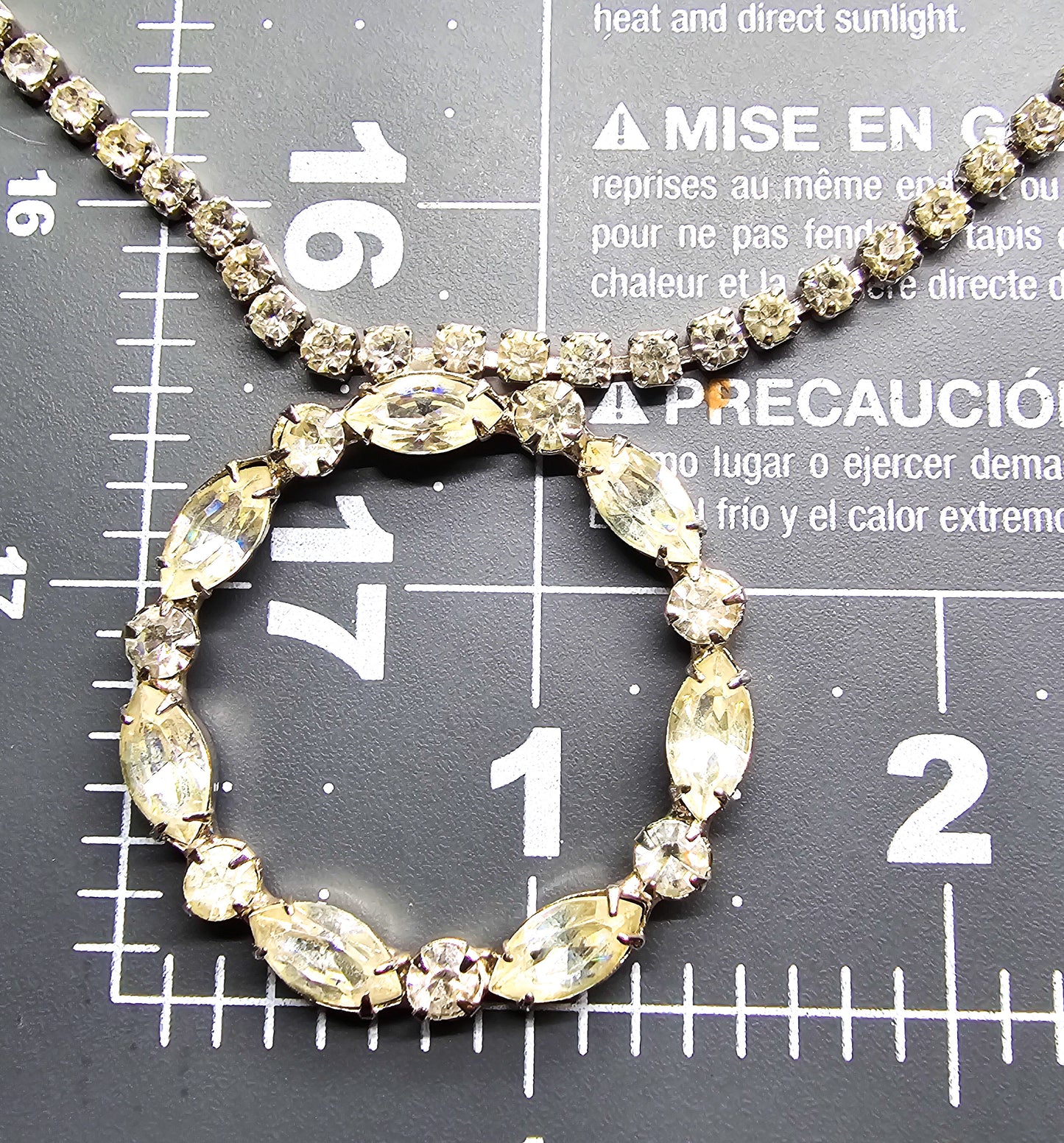 Clear rhinestone vintage marquis circle rhinestone statement choker necklace