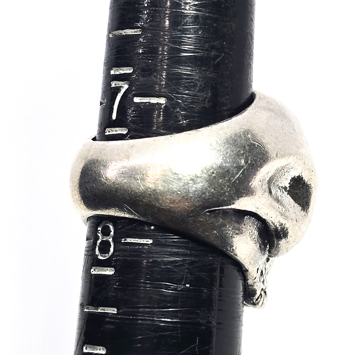 Thick Skull top retro biker solid sterling silver macabre memento mori ring size 7.5