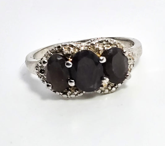 Black Sapphire STS Chuck Clemency sterling silver gemstone ring size 7