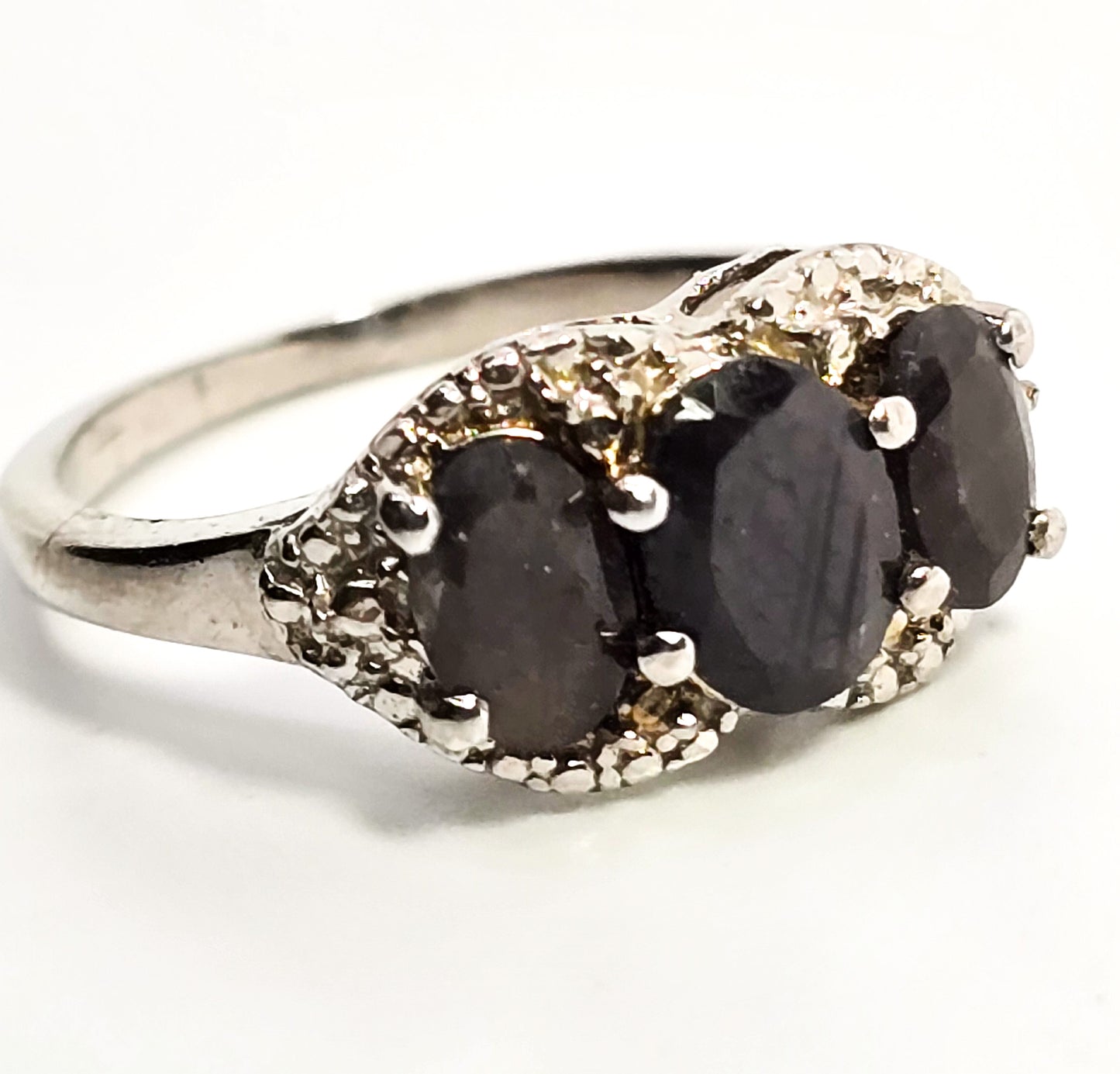 Black Sapphire STS Chuck Clemency sterling silver gemstone ring size 7