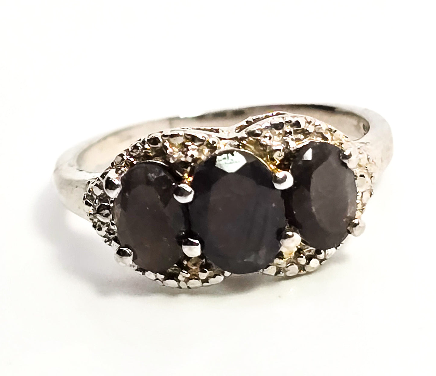 Black Sapphire STS Chuck Clemency sterling silver gemstone ring size 7