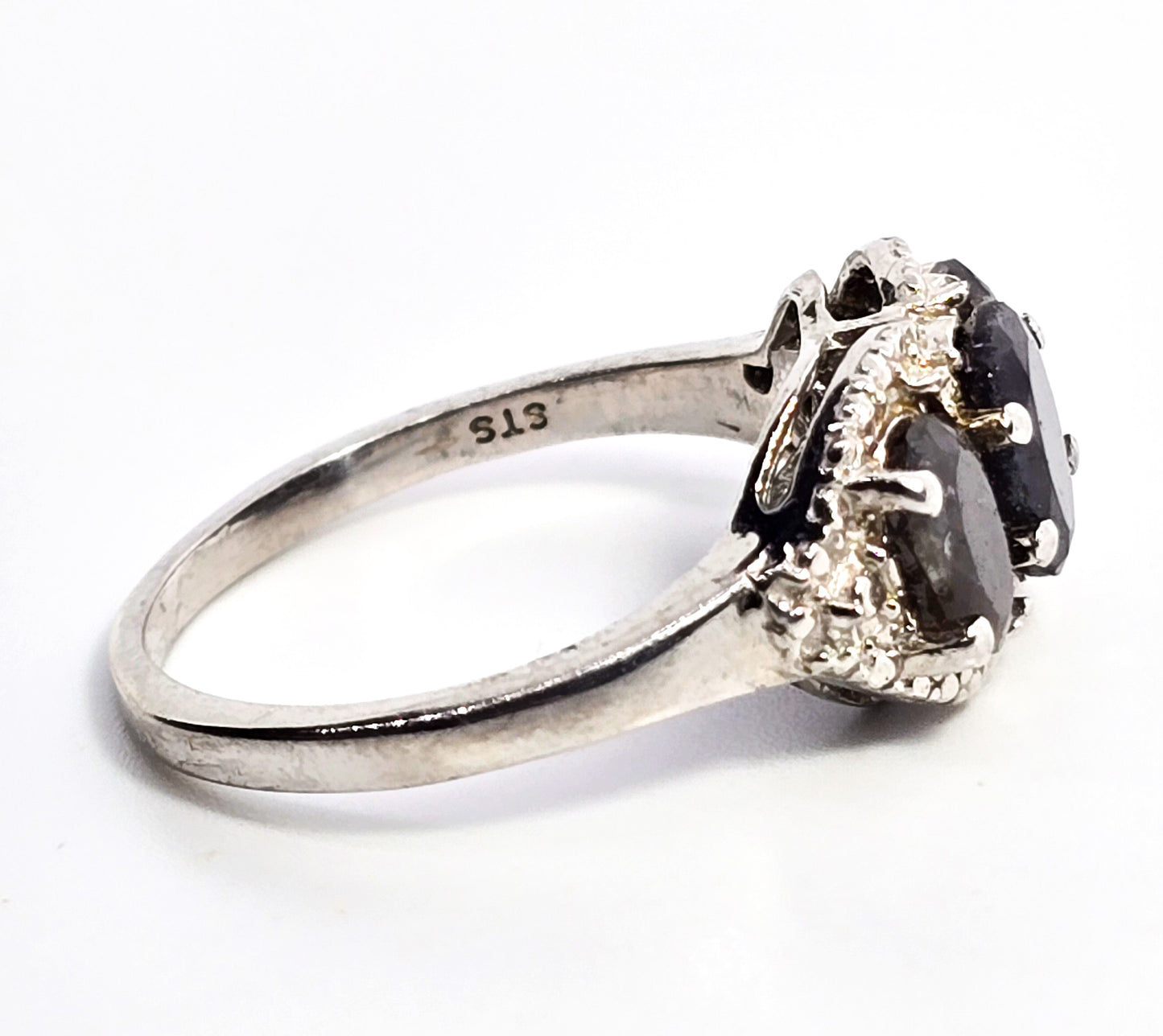 Black Sapphire STS Chuck Clemency sterling silver gemstone ring size 7