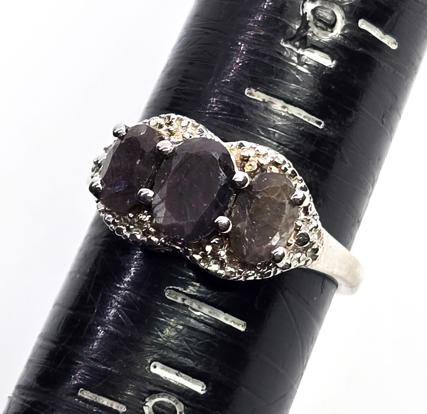 Black Sapphire STS Chuck Clemency sterling silver gemstone ring size 7