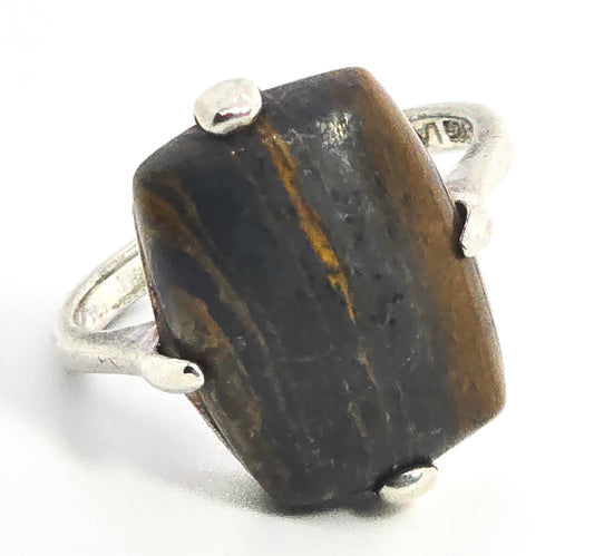 LA masters Tiger's eye gemstone Tiger Iron sterling silver ring size 9.5