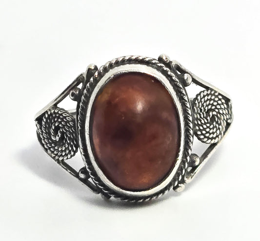 Baltic Amber Polish spun sterling silver antique gemstone ring size 8