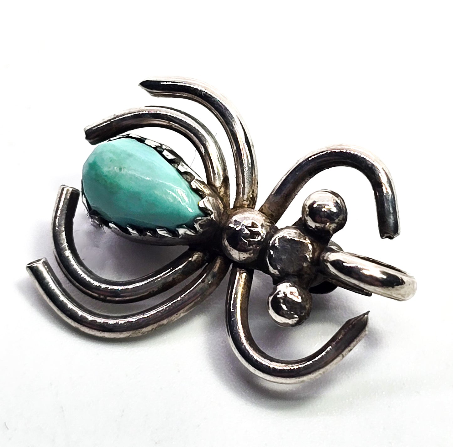 Navajo Turquoise Native American vintage sterling silver ant spider vintage pendant brooch