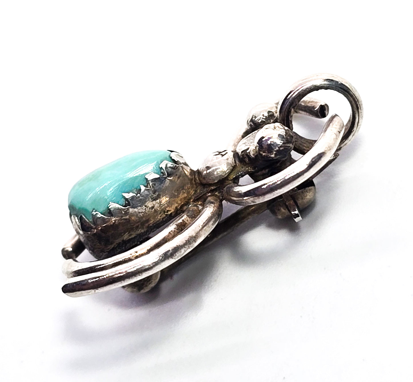 Navajo Turquoise Native American vintage sterling silver ant spider vintage pendant brooch