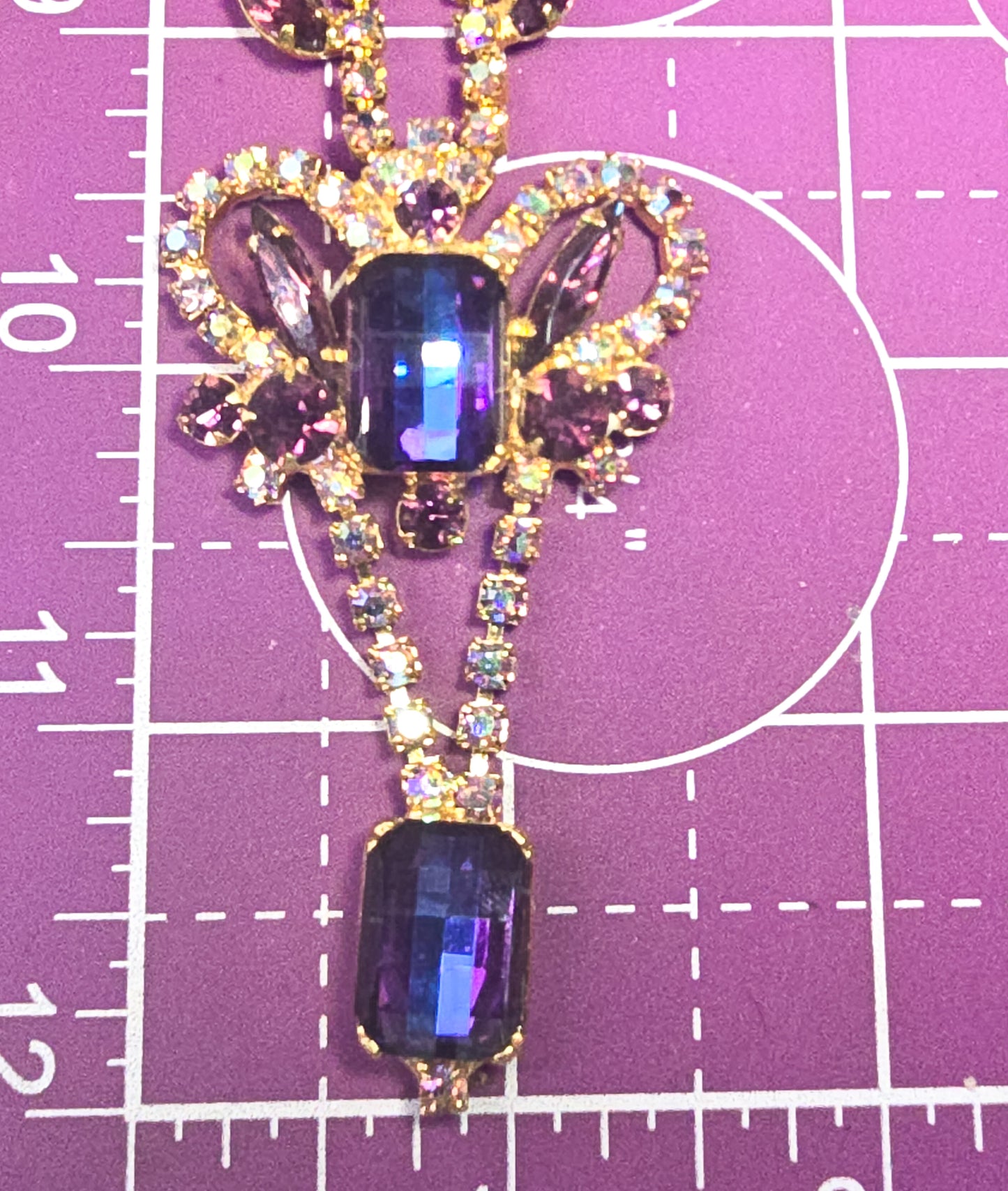 Juliana D&E purple heliotrope vintage rhinestone necklace and bracelet book piece set