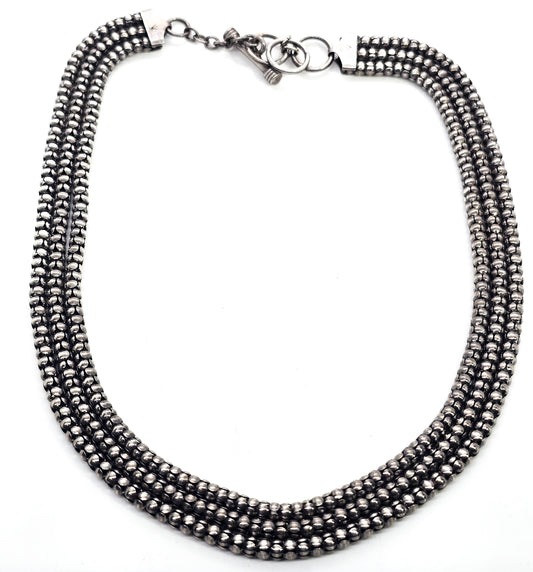 Silpada Sterling Silver Triple Strand Oxidized Popcorn Chain Necklace N1108