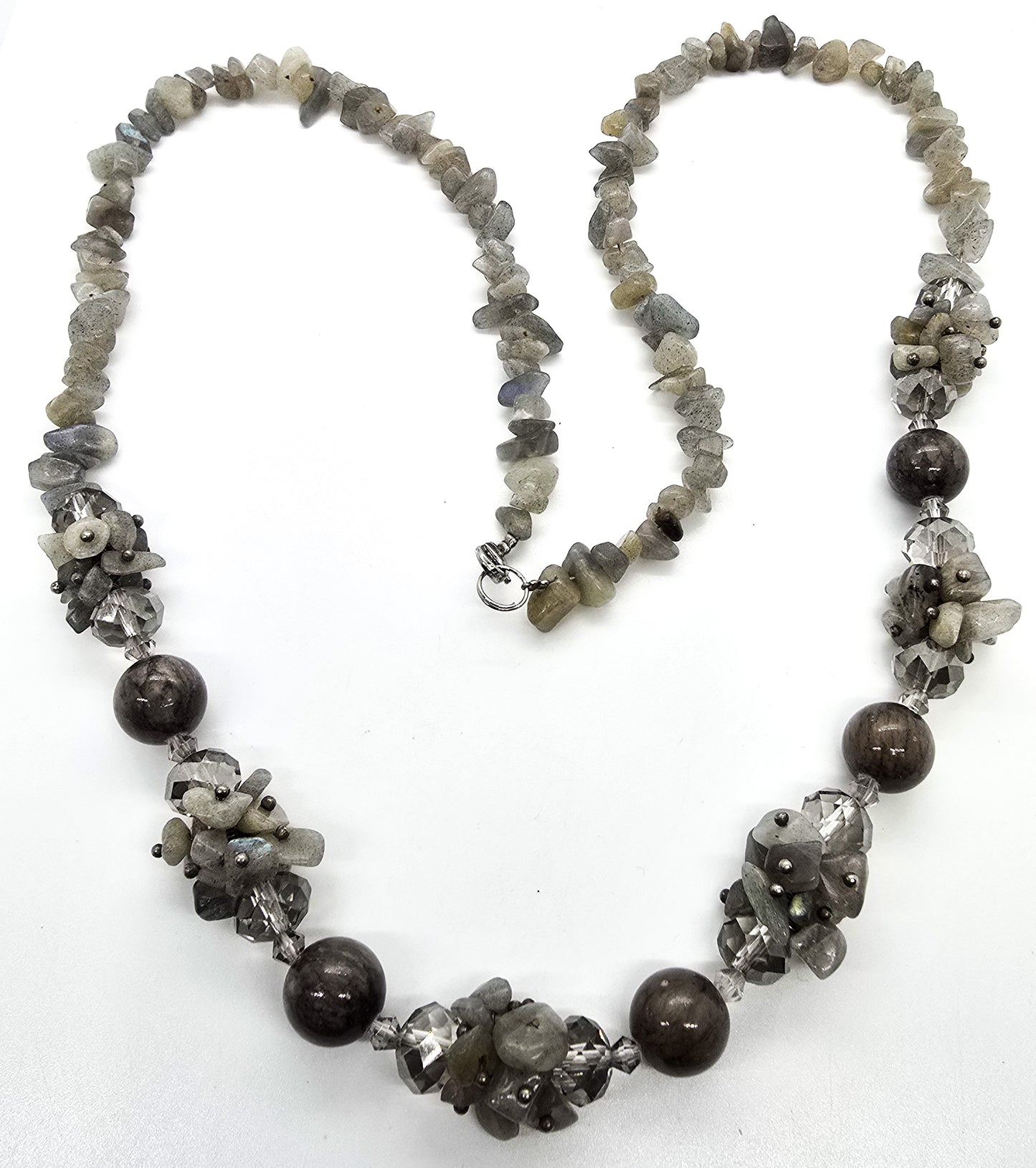 Labradorite flashy beaded chip cluster faceted crystal beaded gemstone necklace