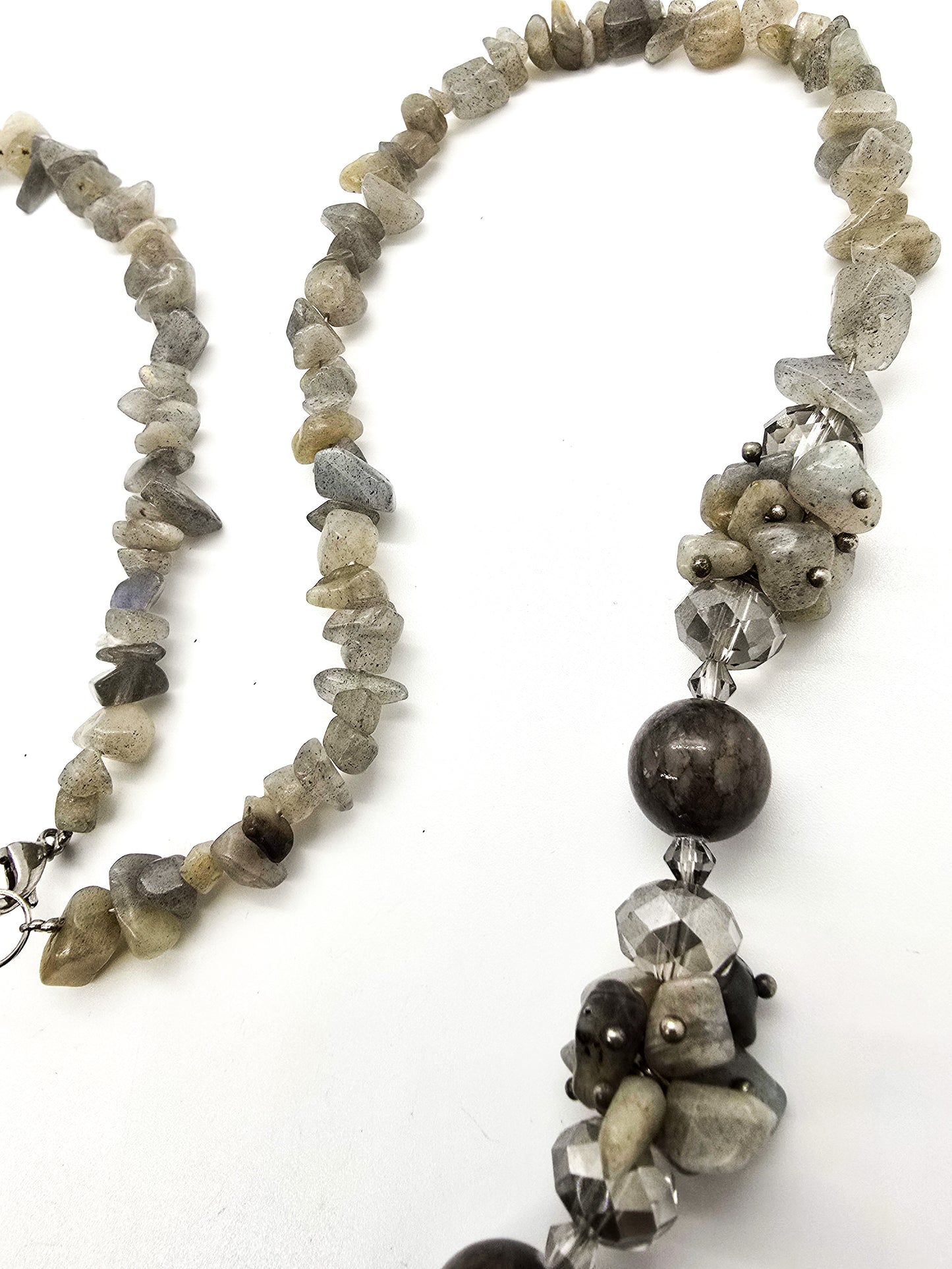 Labradorite flashy beaded chip cluster faceted crystal beaded gemstone necklace