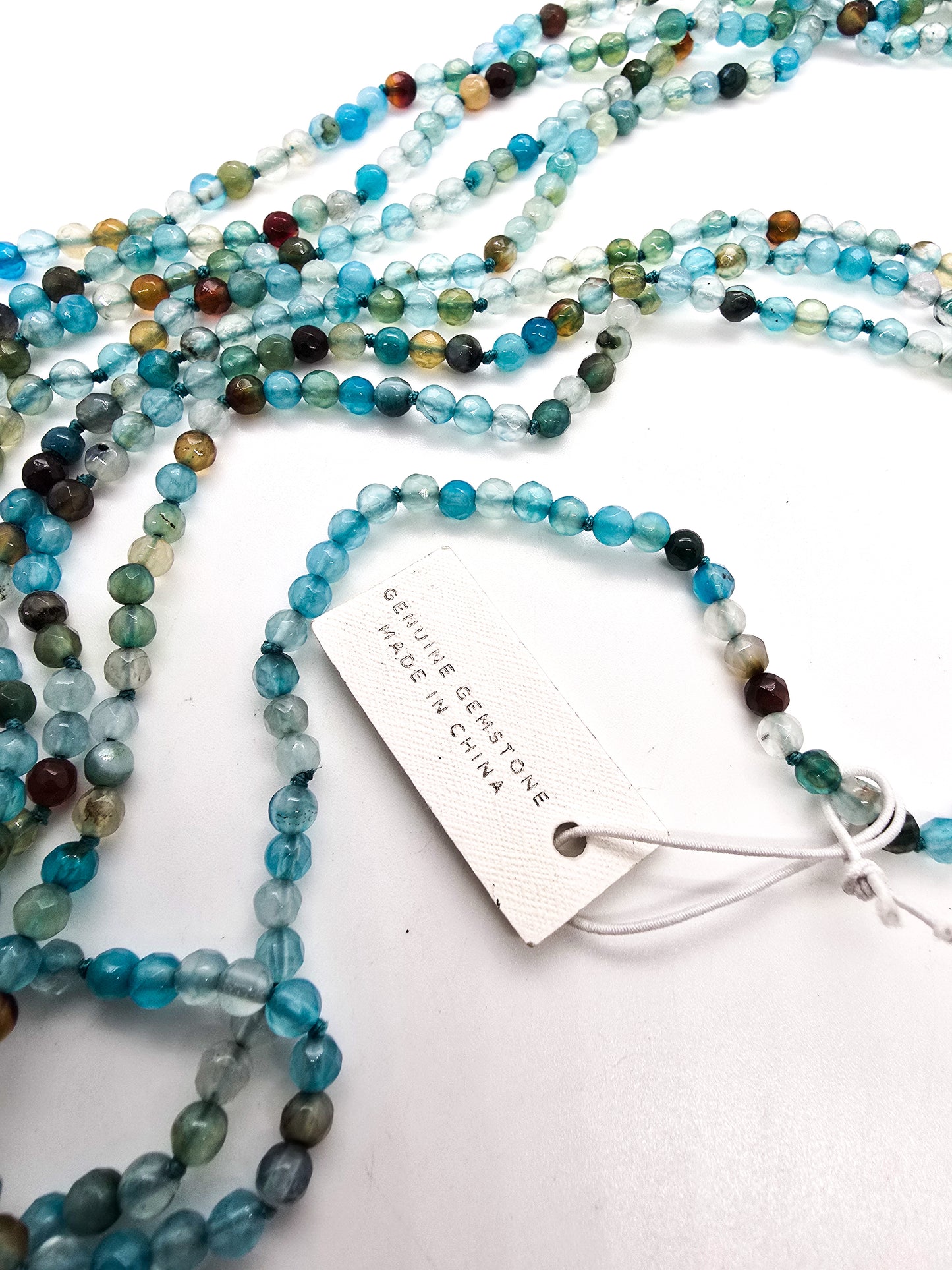 Iris and Lily blue beaded agate extra long 83 inch gemstone NWT necklace