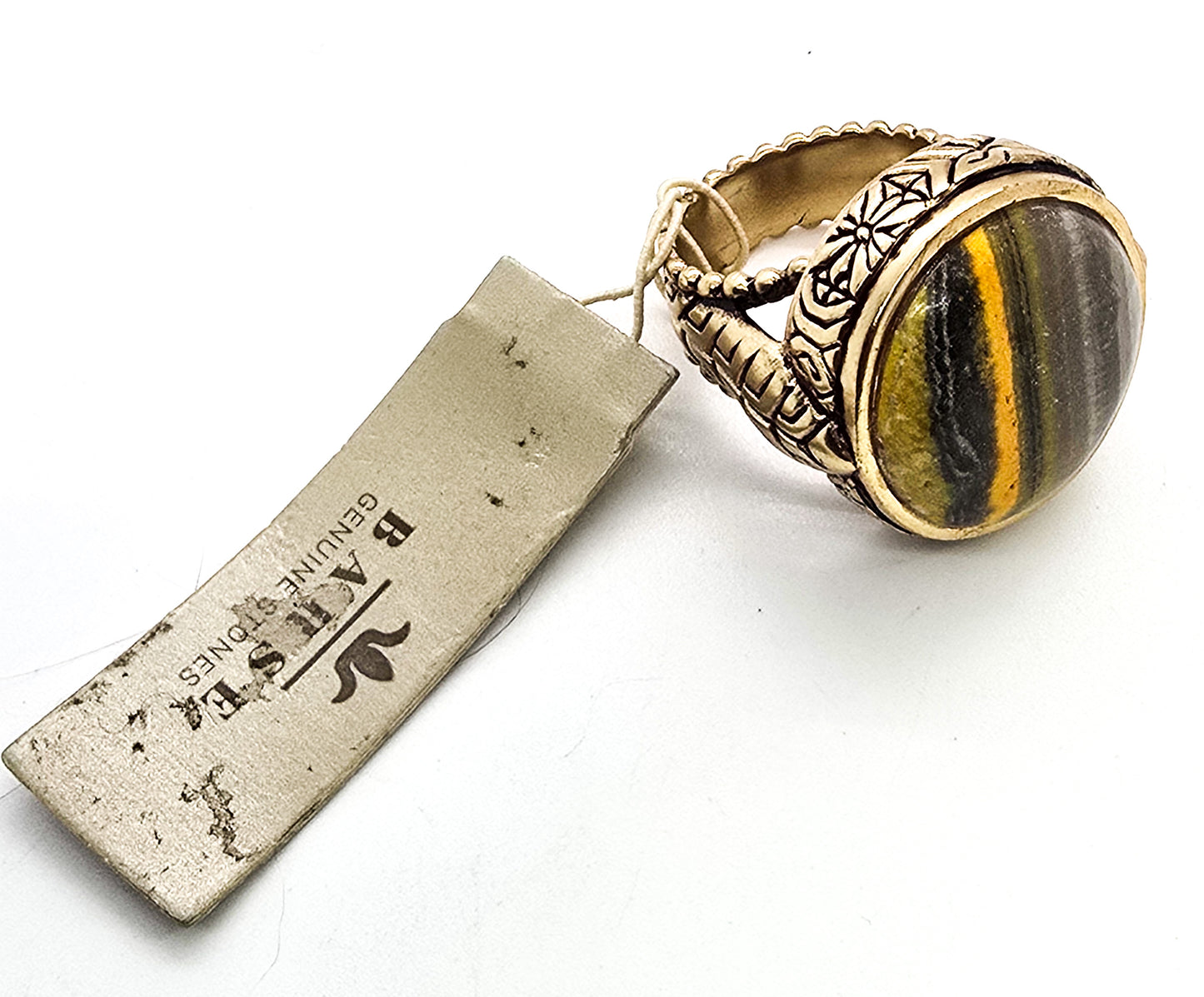 Bumblebee Jasper Barse Gold plated New Old Stock signed ring size 8