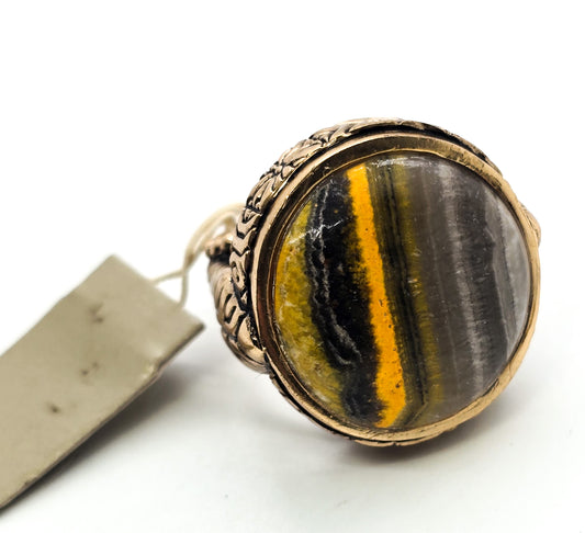 Bumblebee Jasper Barse Gold plated New Old Stock signed ring size 8