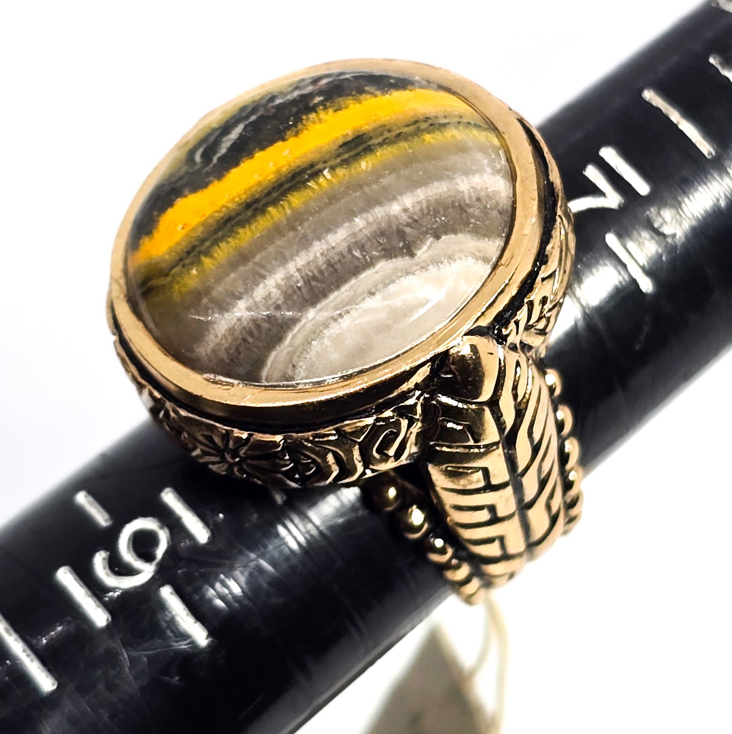 Bumblebee Jasper Barse Gold plated New Old Stock signed ring size 8