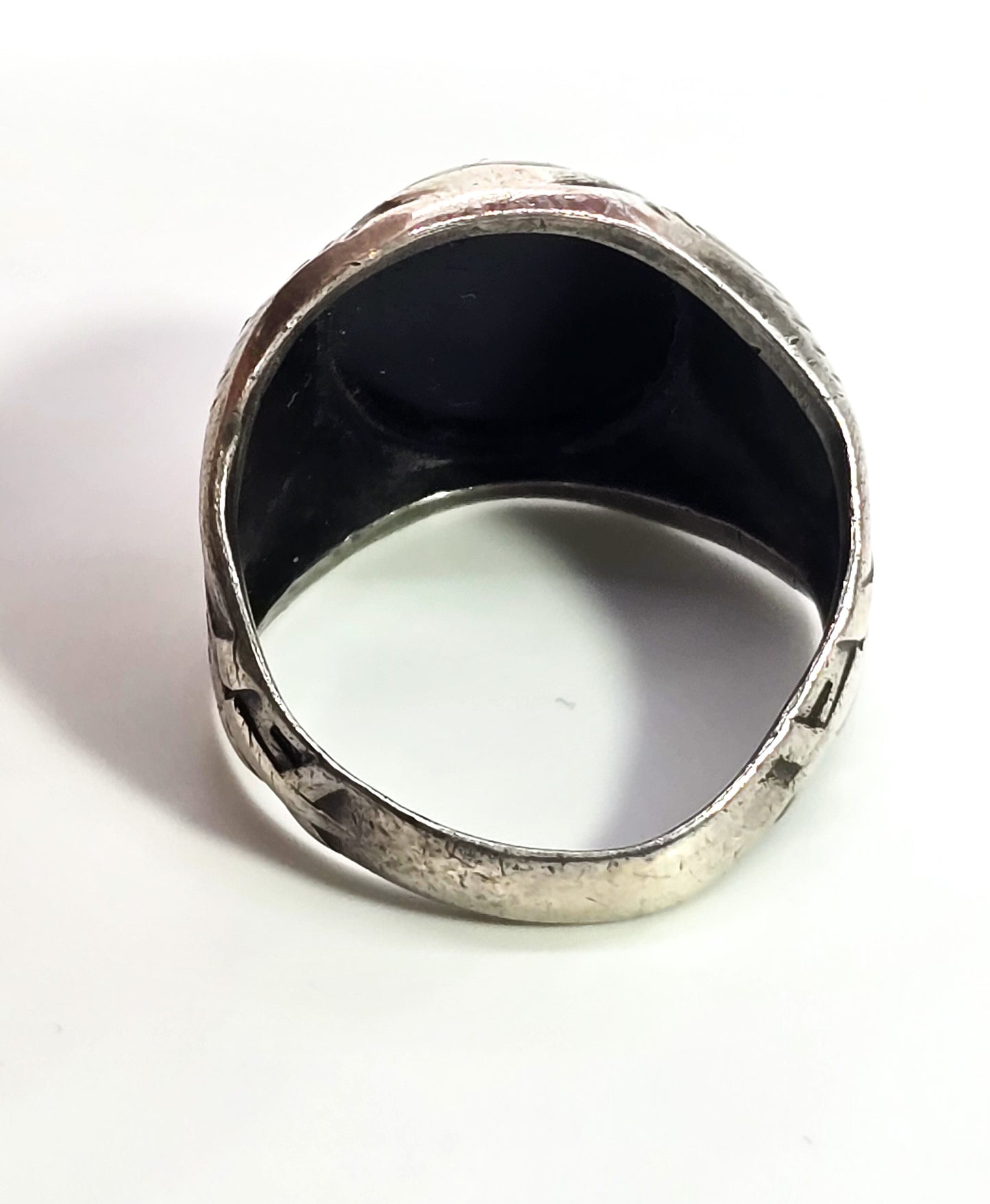 Old Pawn vintage sterling silver black onyx Native American sterling silver ring size 8.5