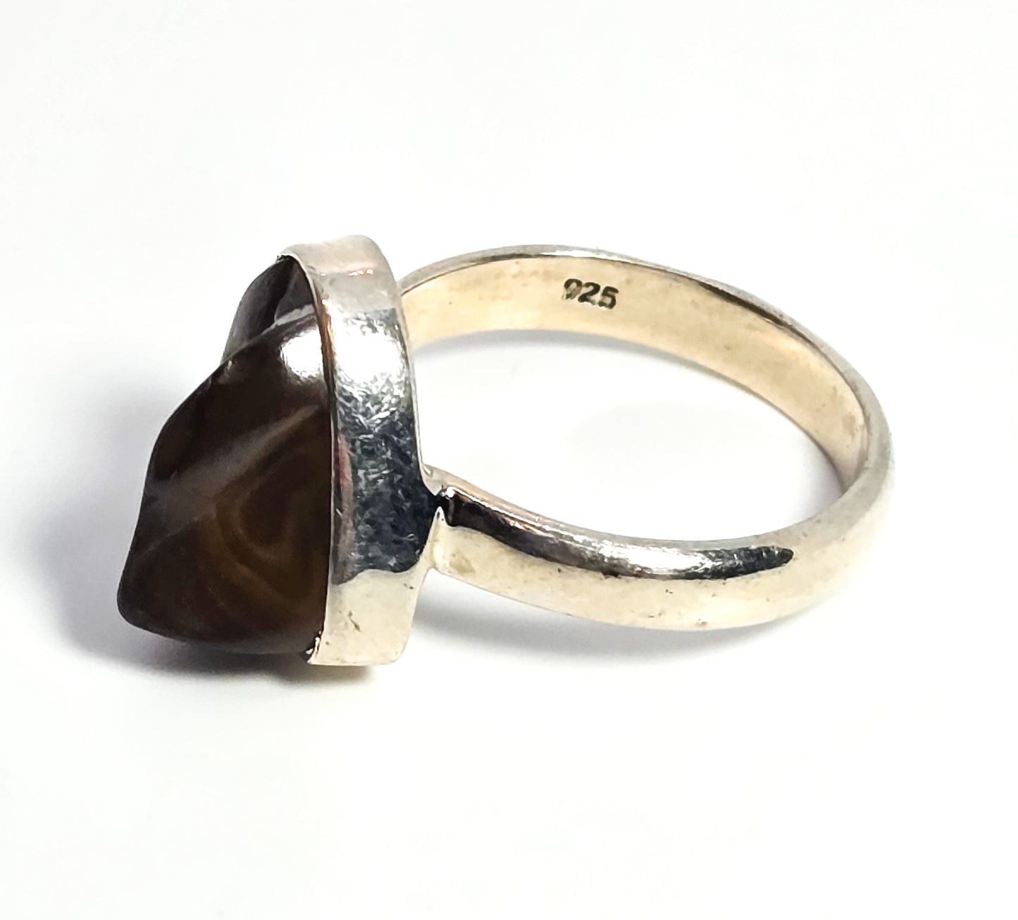 Boulder Opal tumbled natural artisan sterling silver ring size 7