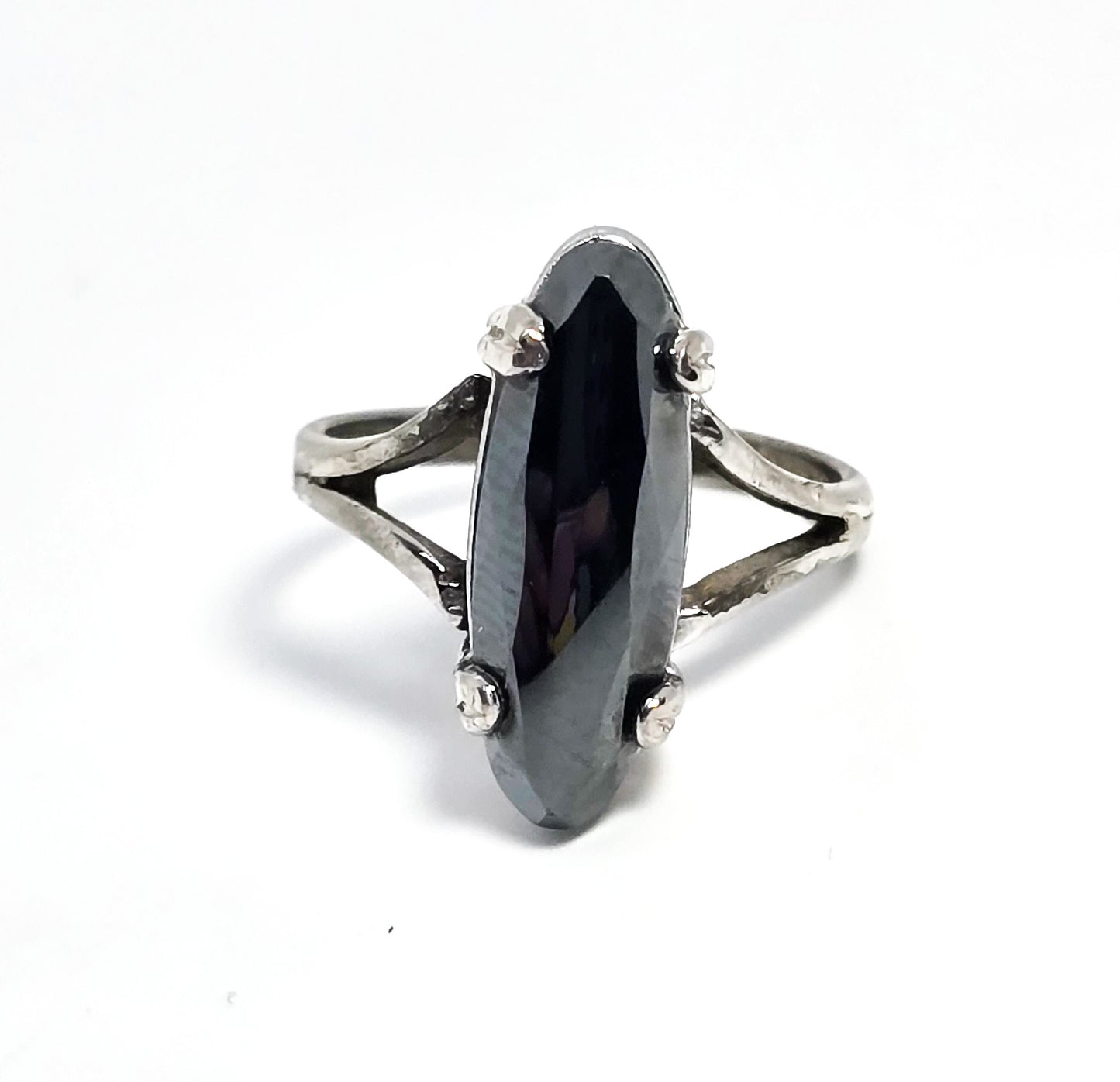 Bell Trading post hematite gemstone vintage sterling silver ring size 6