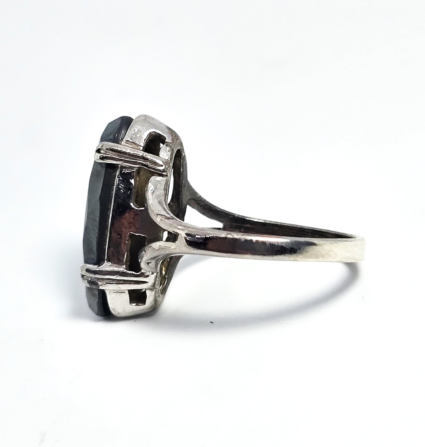 Bell Trading post hematite gemstone vintage sterling silver ring size 6