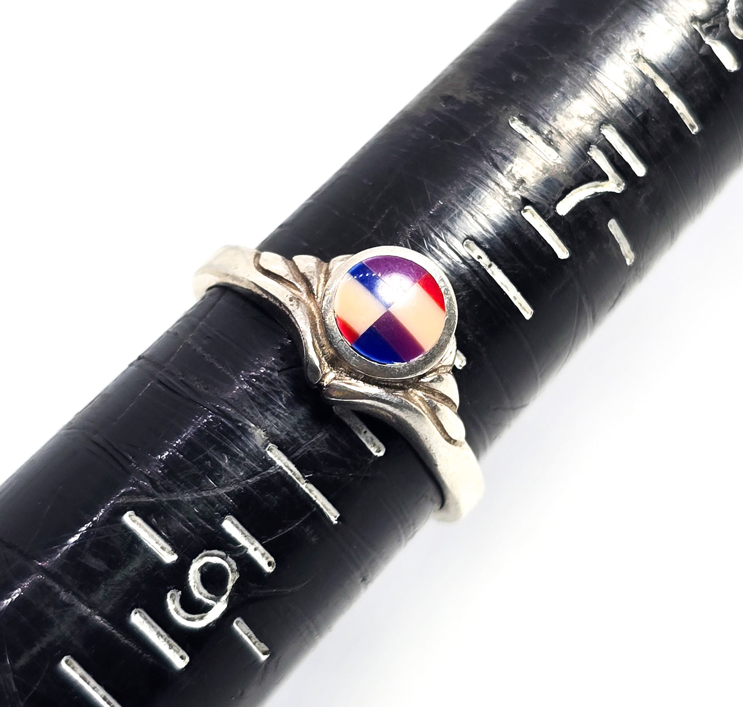 Coleman Co Black Hills gemstone inlay sterling silver ring size 8