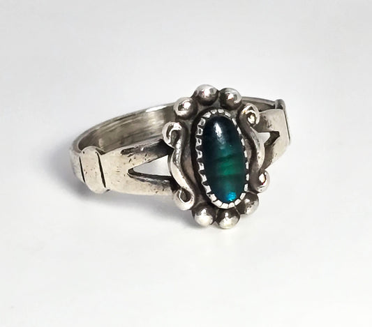 Wheeler Manufacturing Co Abalone Paua Southwestern vintage sterling silver ring size 6