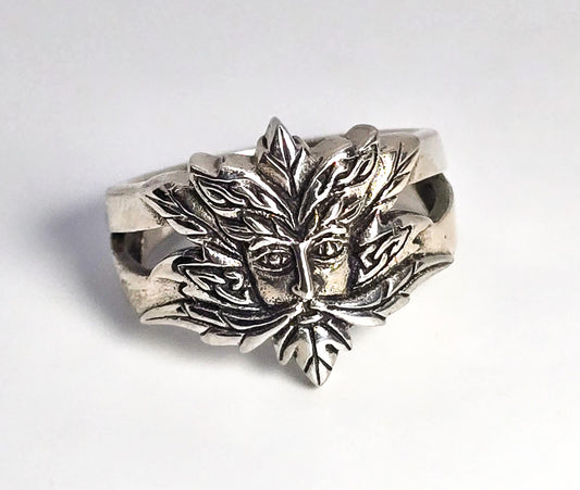 Peter Stone Green Man vintage sterling silver PSCL ring size 7