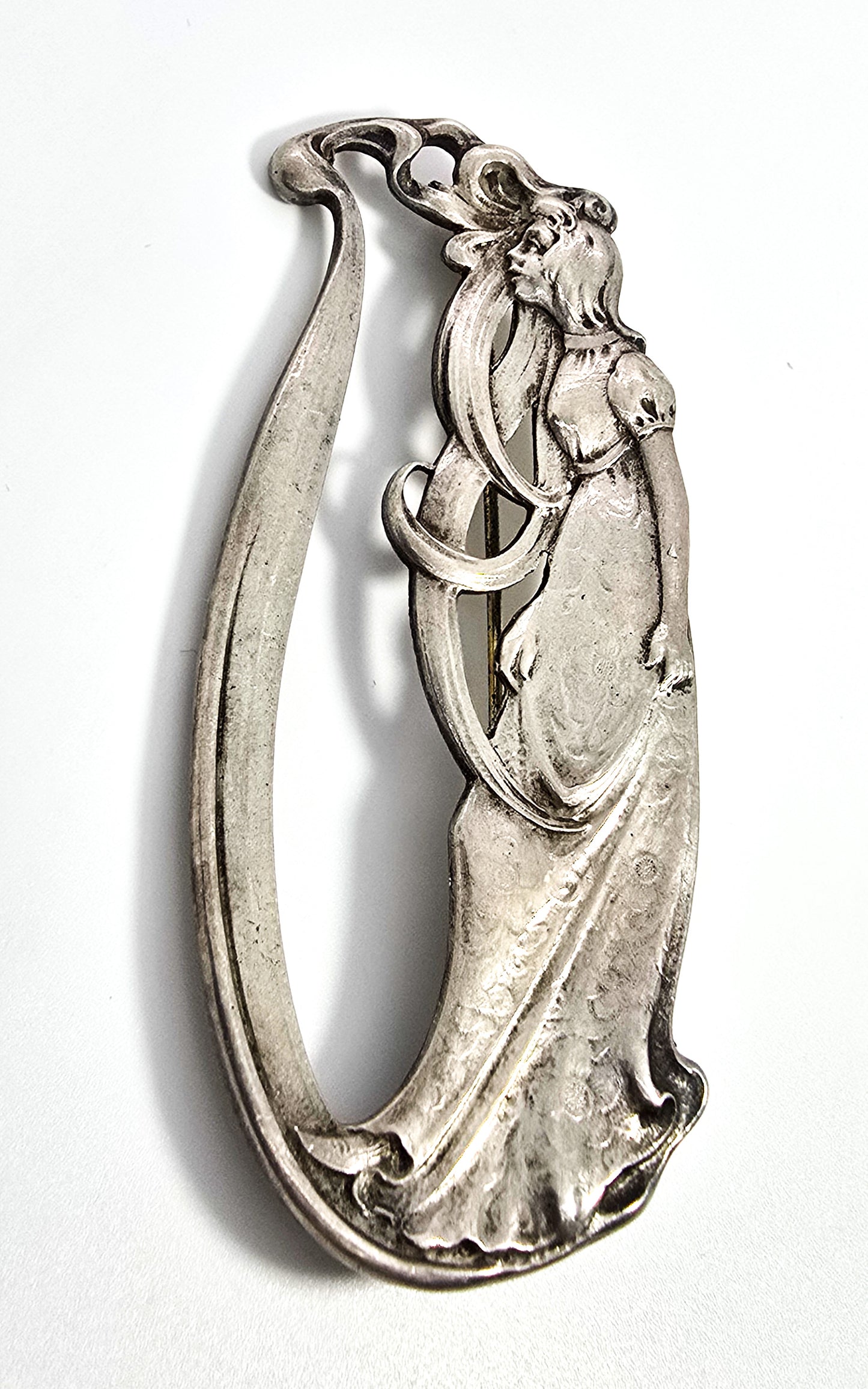 Gorham Art Nouveau Nymph woman antique sterling silver hallmarked brooch