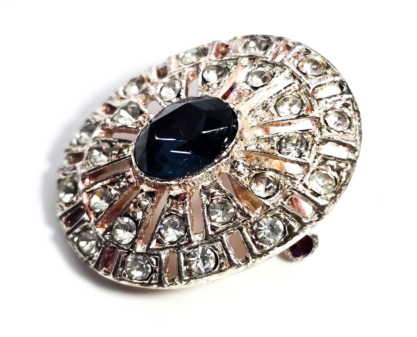 Art Deco style Rhinestone black and white pave set vintage brooch