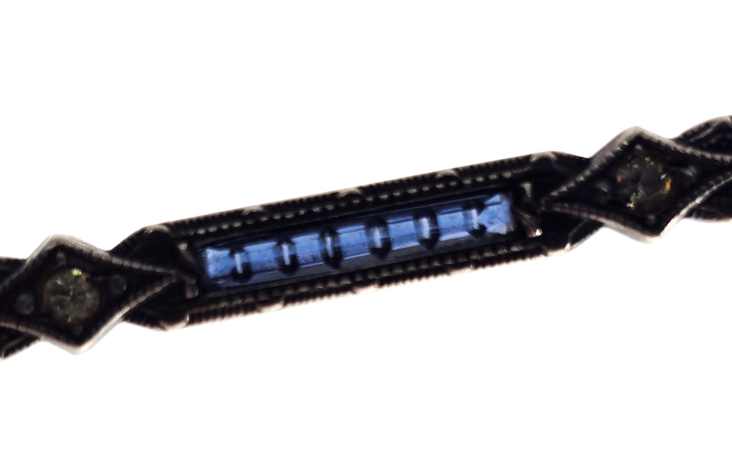 Antique Art Deco synthetic blue sapphire paste antique bar pin brooch