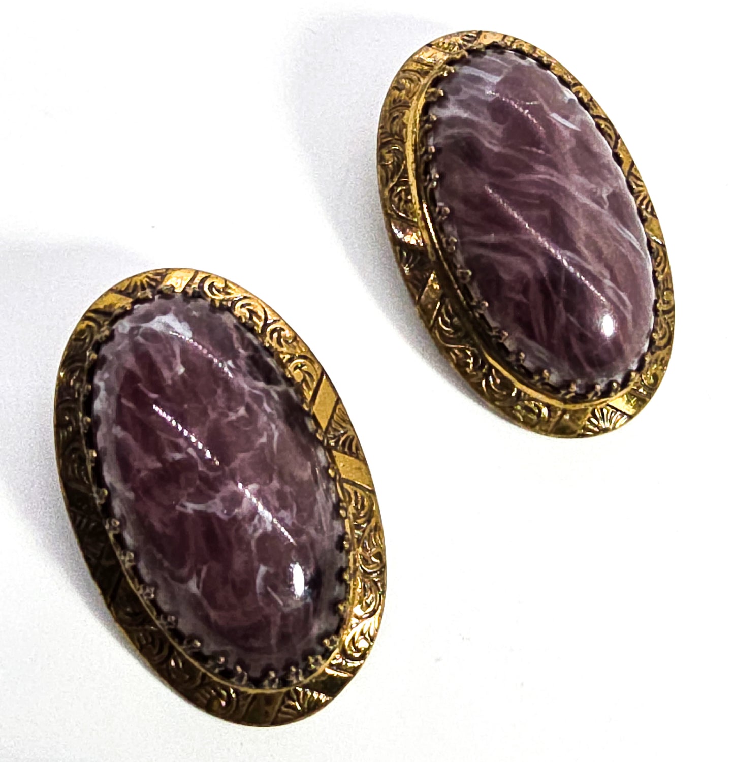 Selro Selini large purple peking glass vintage clip on earrings