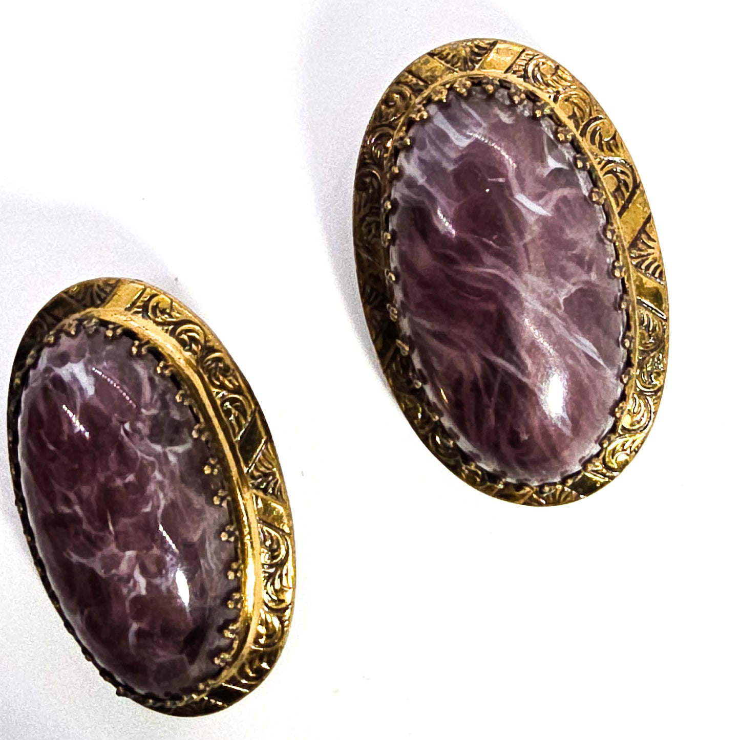 Selro Selini large purple peking glass vintage clip on earrings