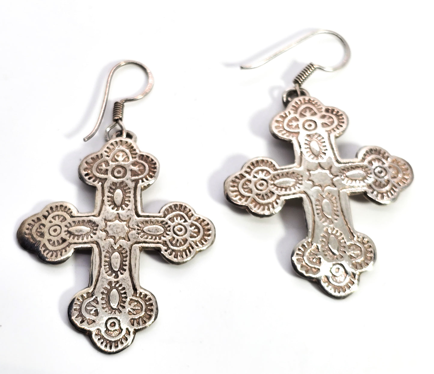 Stamped Concho Cross Vintage sterling silver Native American earrings