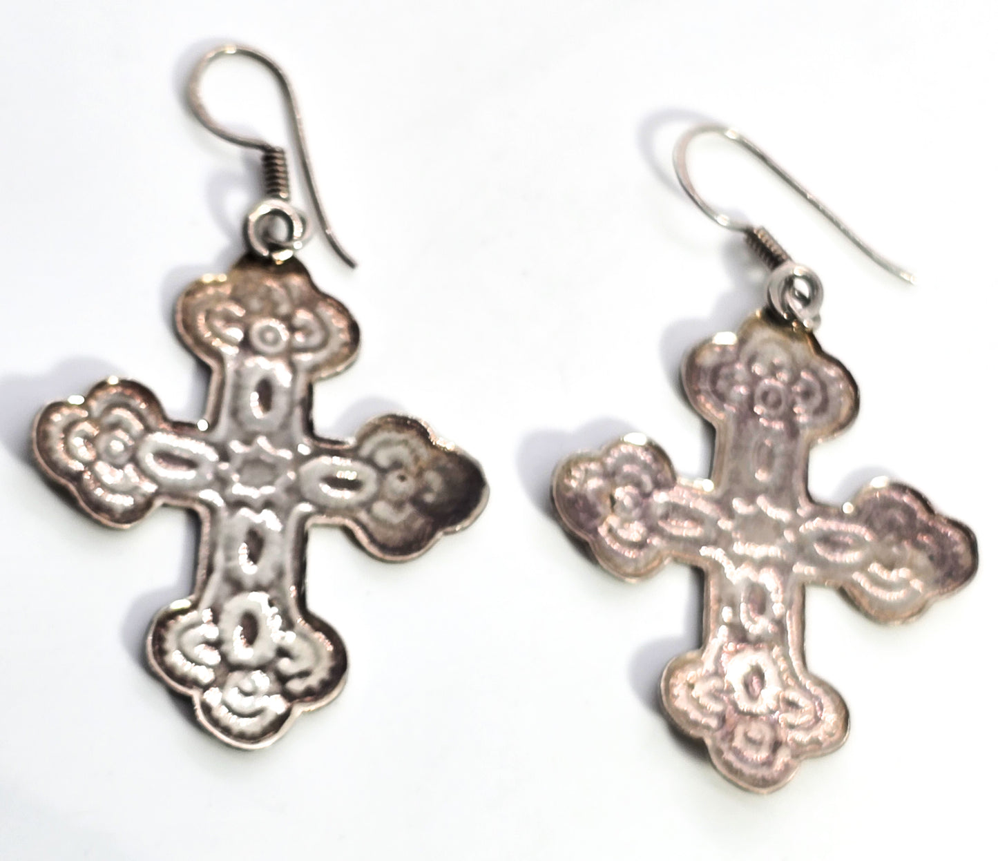 Stamped Concho Cross Vintage sterling silver Native American earrings