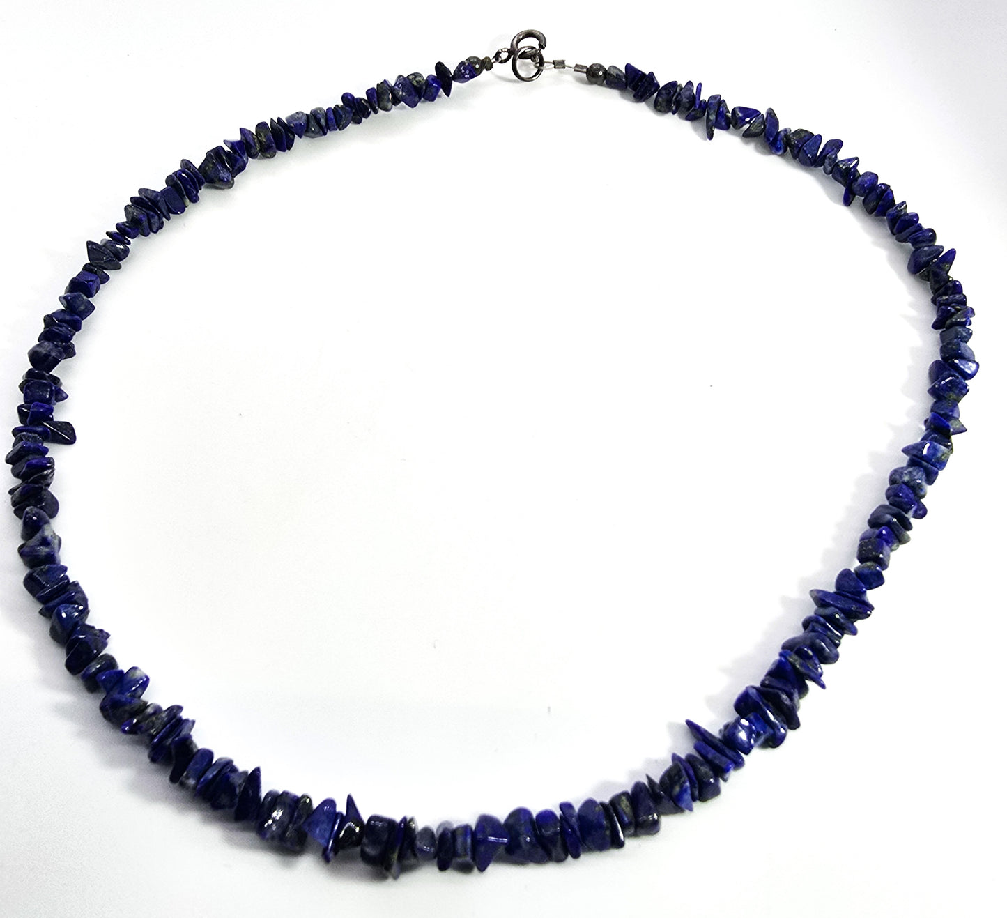 Lapis Lazuli blue gemstone chip beaded sterling silver necklace