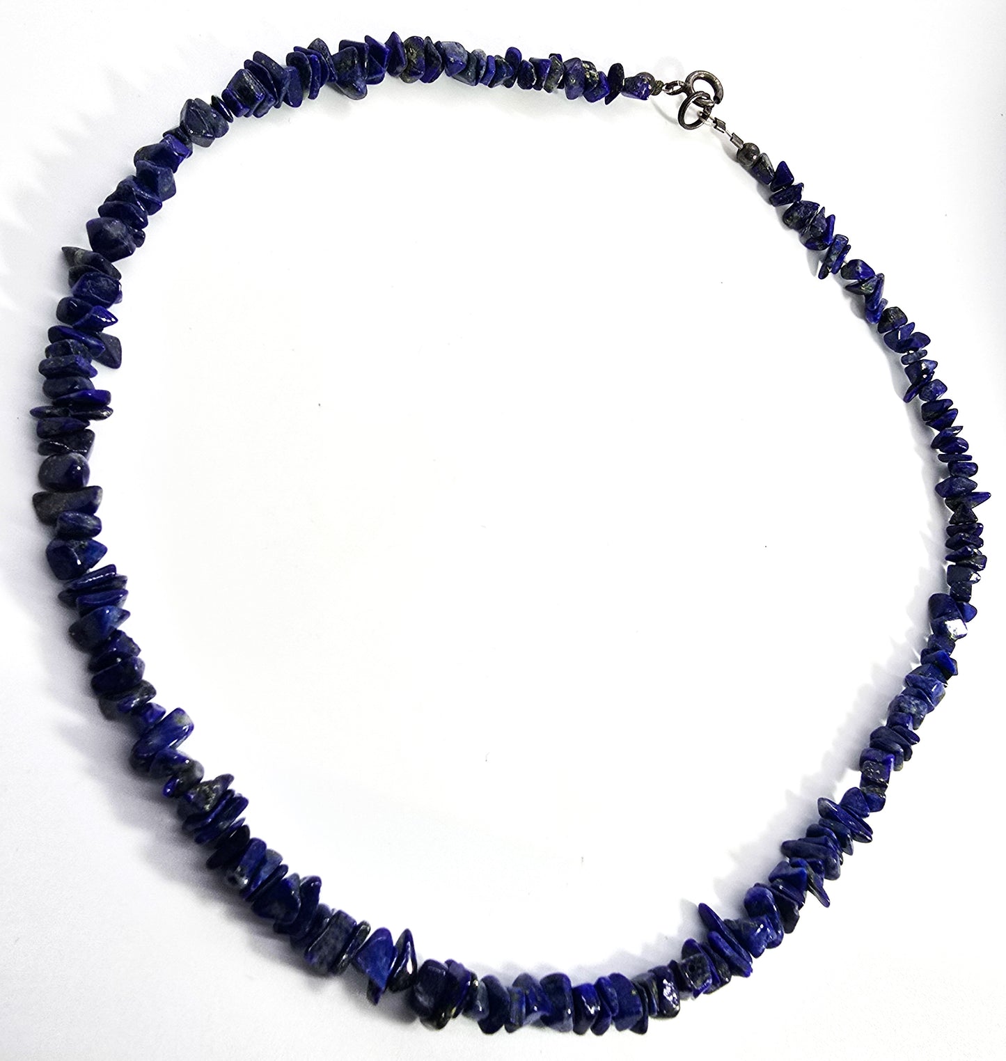 Lapis Lazuli blue gemstone chip beaded sterling silver necklace