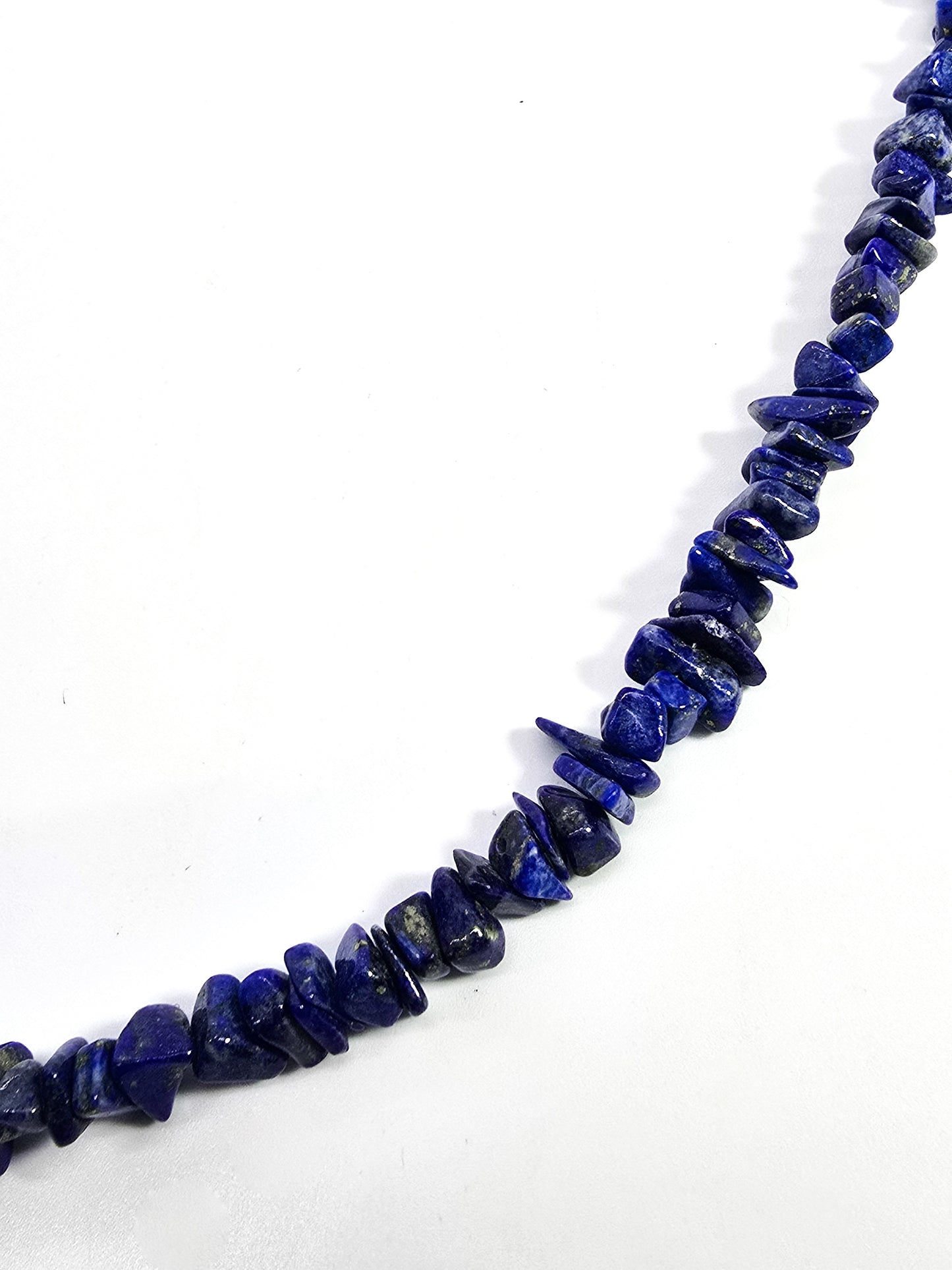 Lapis Lazuli blue gemstone chip beaded sterling silver necklace