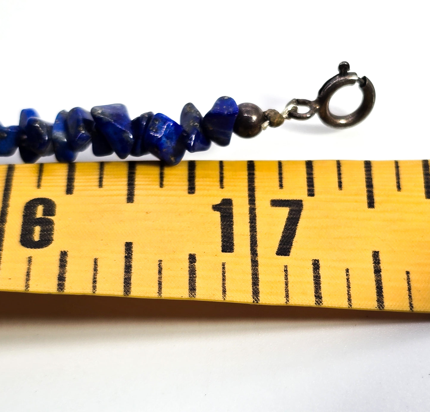 Lapis Lazuli blue gemstone chip beaded sterling silver necklace