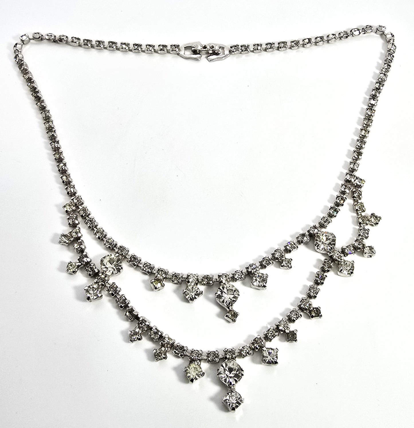 Double layer Clear rhinestone vintage statement choker necklace