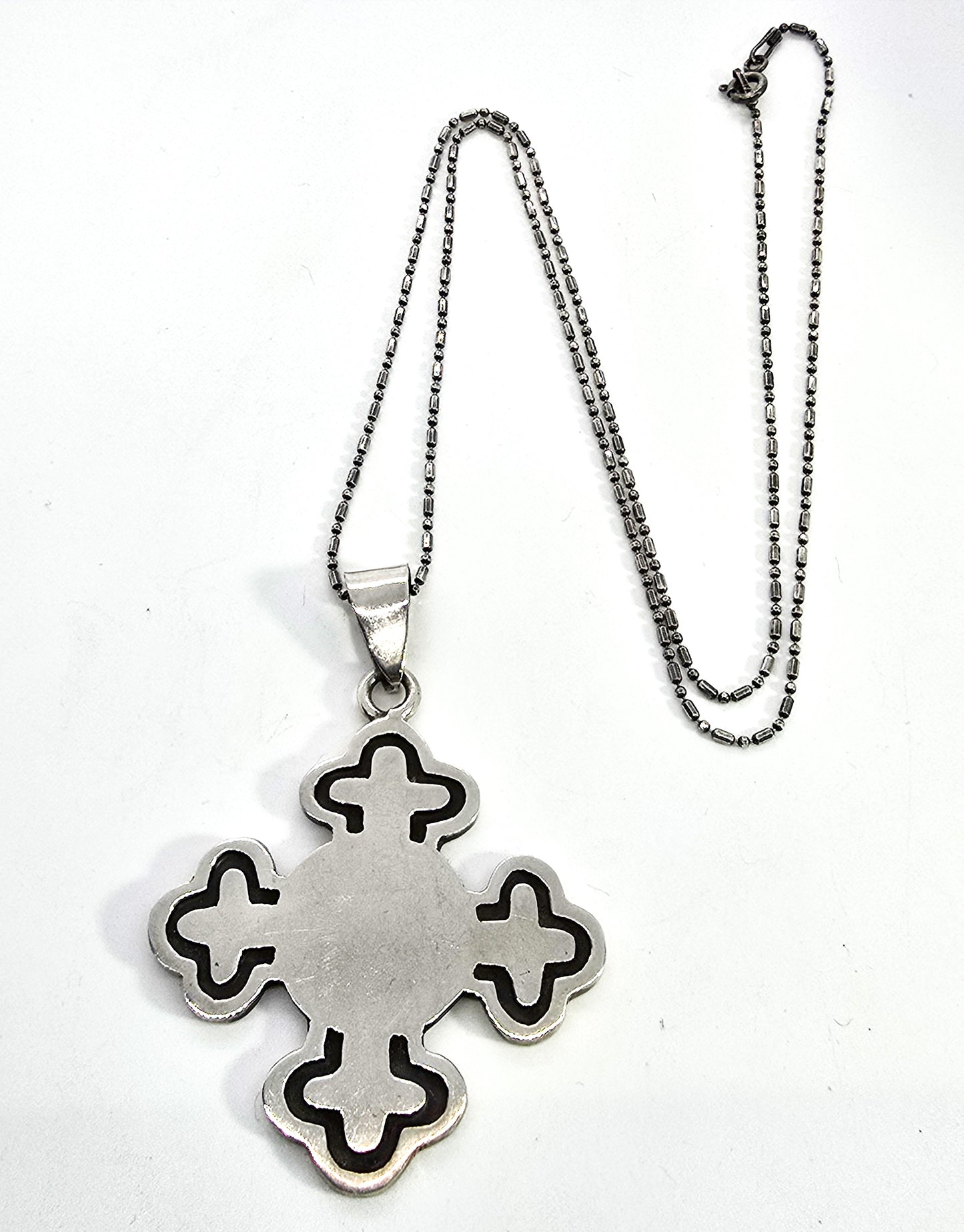 Maltese cross vintage Mexican sterling silver men's necklace