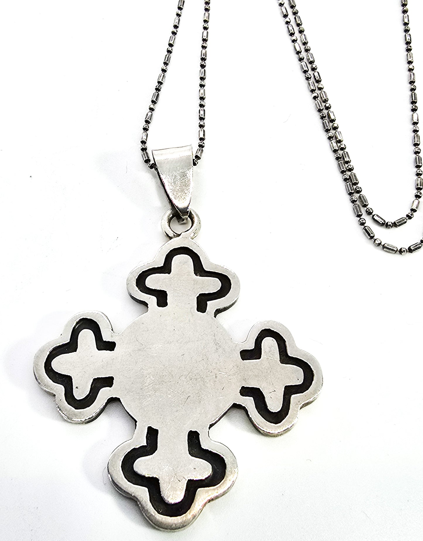 Maltese cross vintage Mexican sterling silver men's necklace