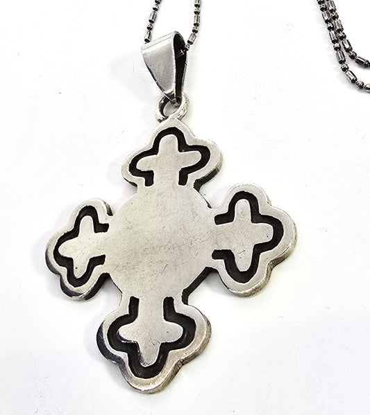 Maltese cross vintage Mexican sterling silver men's necklace