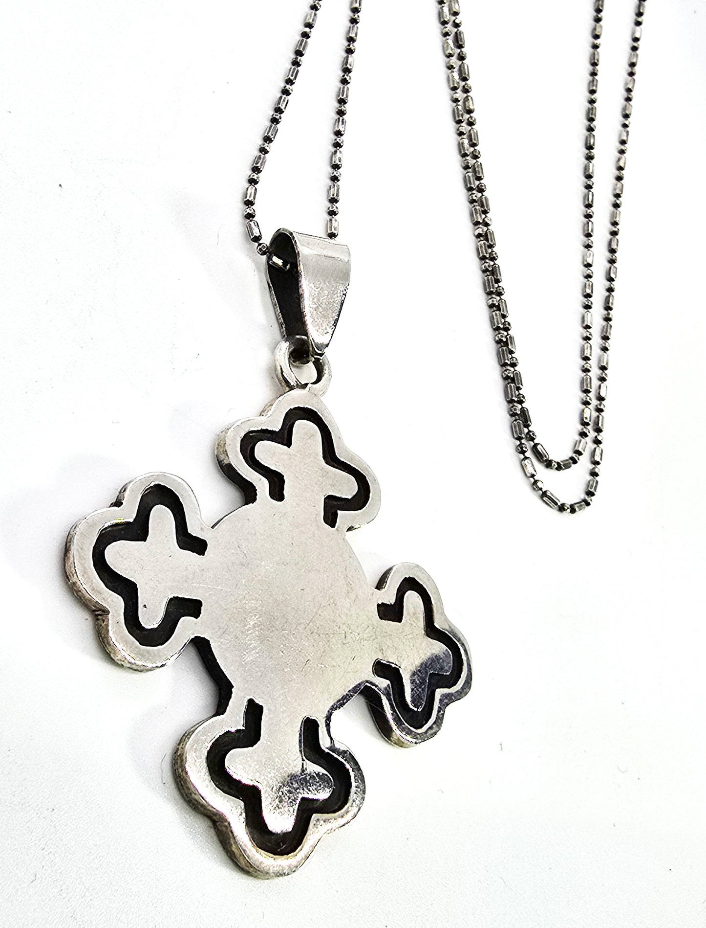 Maltese cross vintage Mexican sterling silver men's necklace