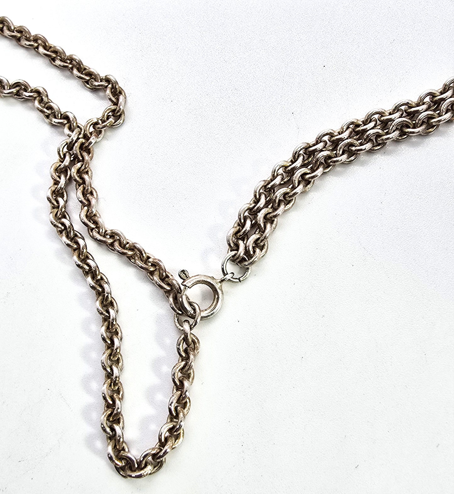 Smoky Quartz faceted Bali Balinese sterling silver double chain necklace