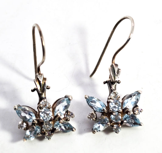 Blue Topaz dazzling blue butterfly sterling silver drop earrings