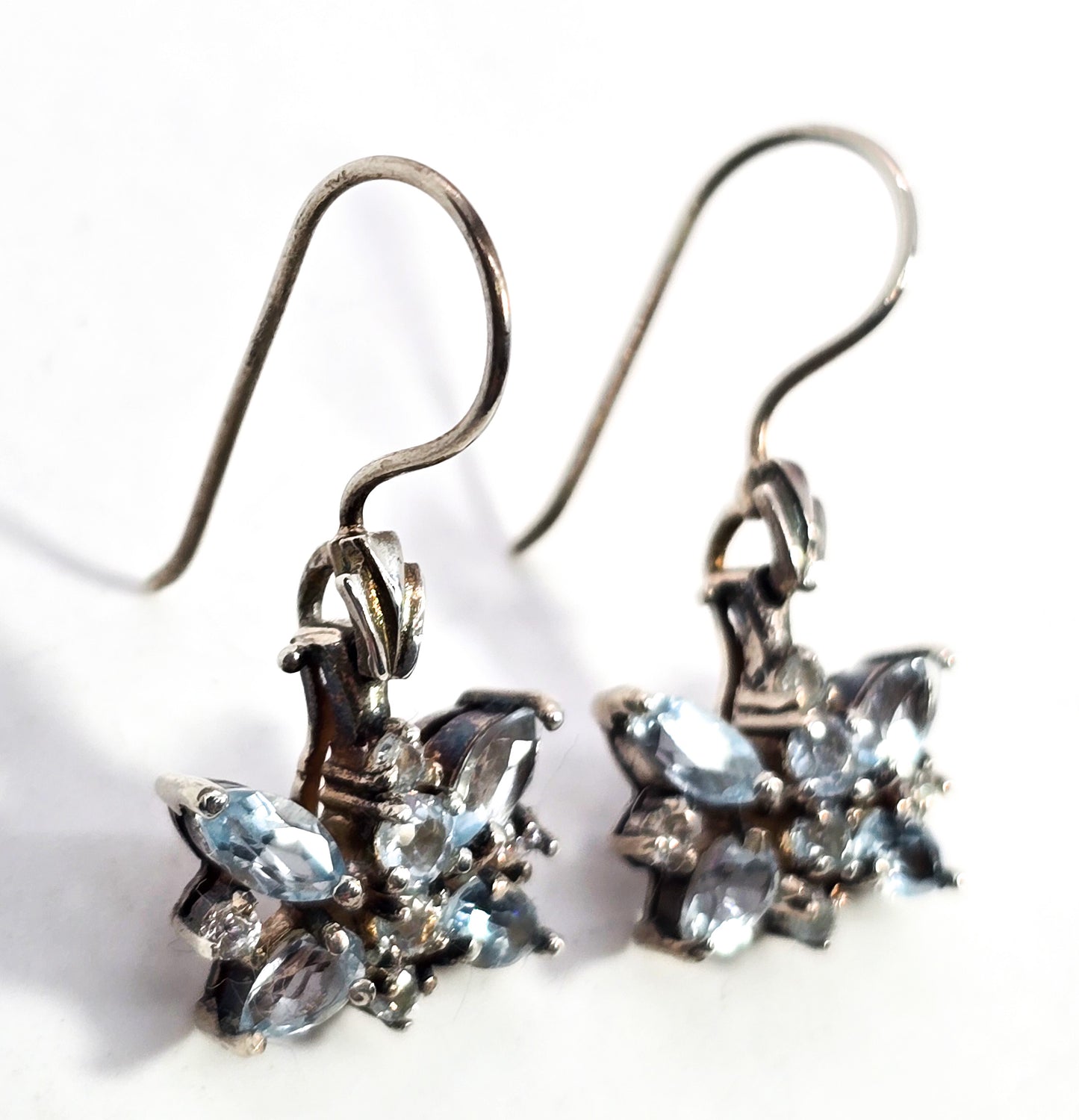 Blue Topaz dazzling blue butterfly sterling silver drop earrings