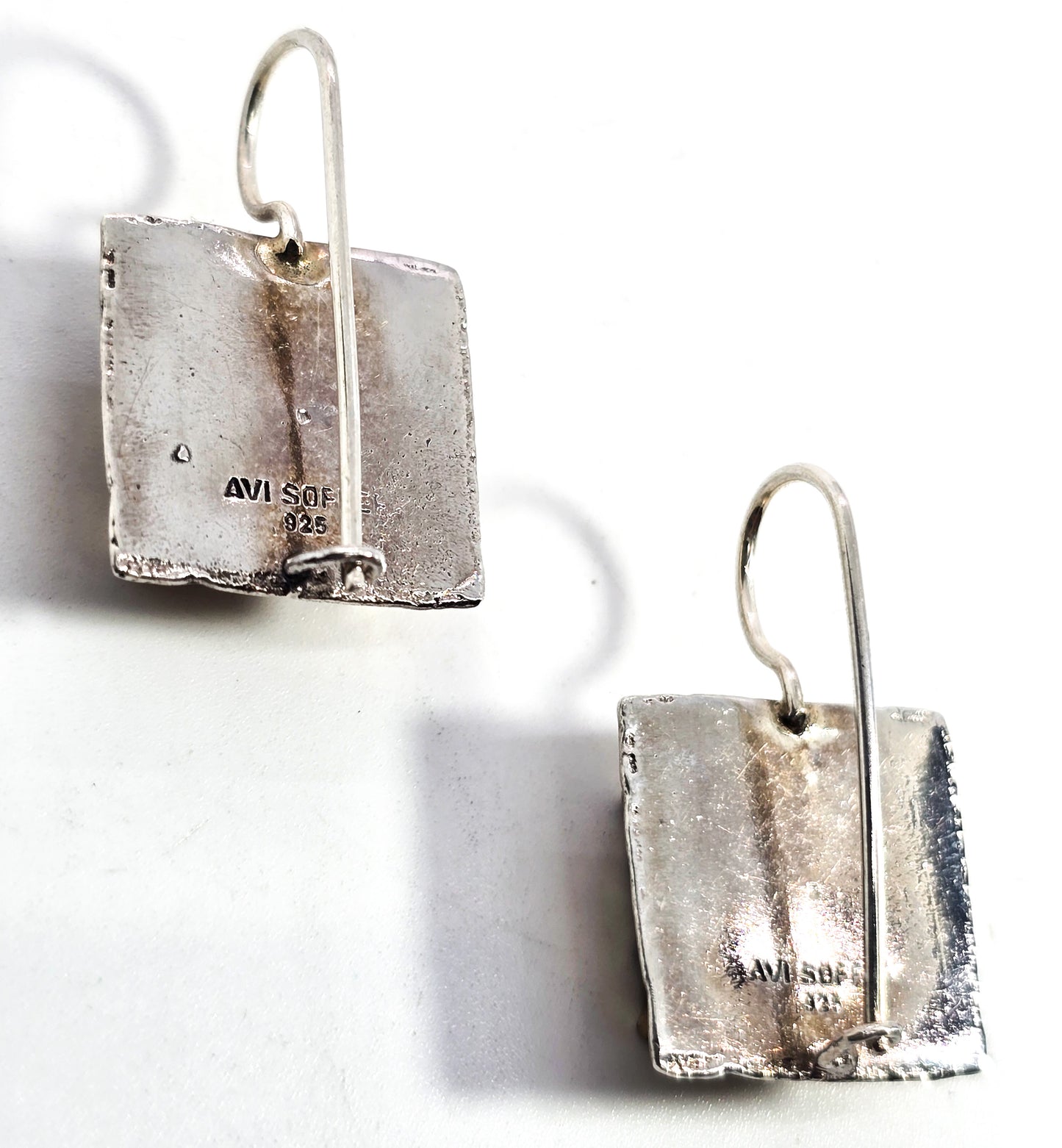 Avi Soffer Smoky Quartz Princess two toned silver gold plated sterling silver earrings