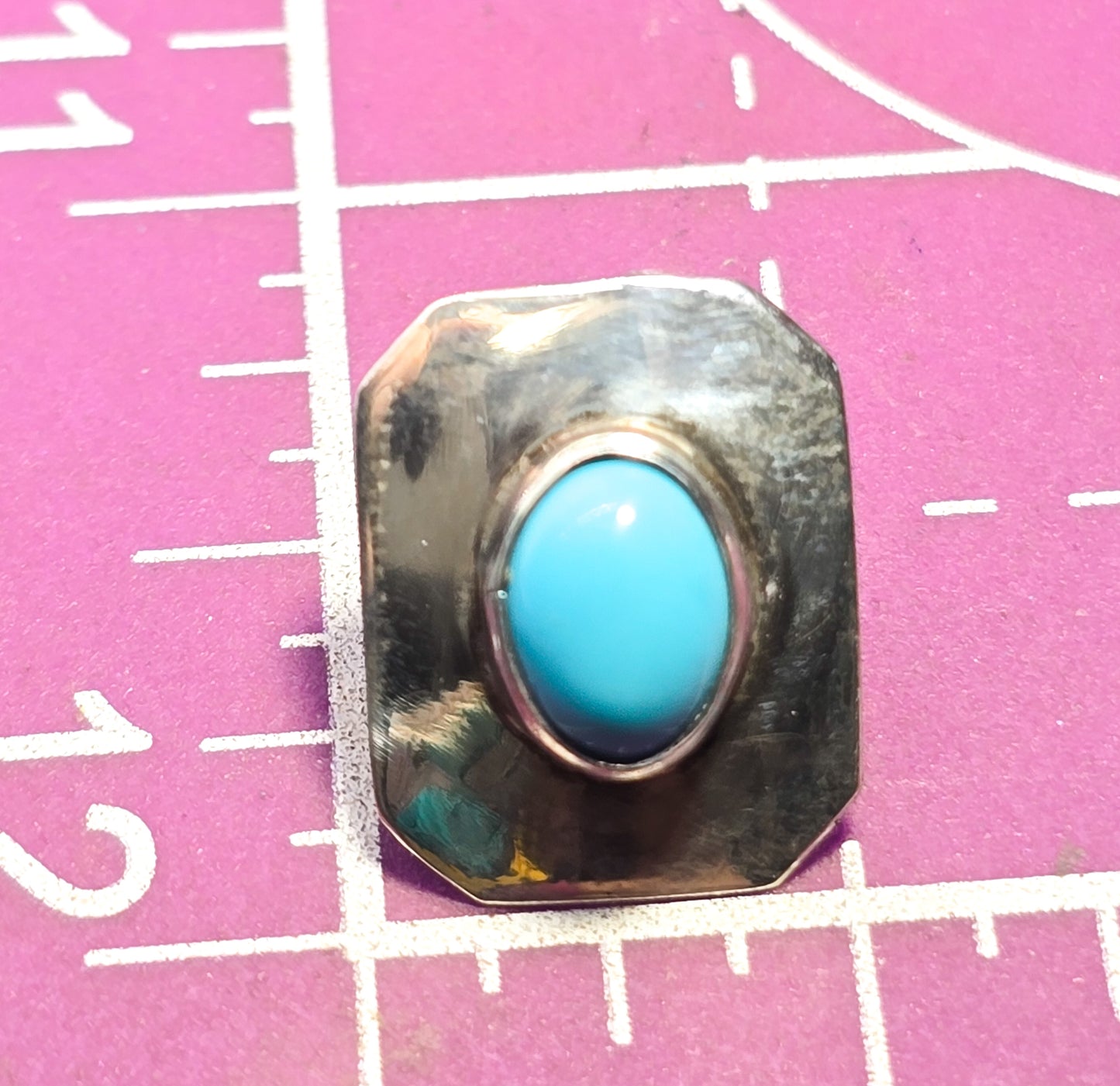 Turquoise Southwestern block sterling silver vintage stud earrings