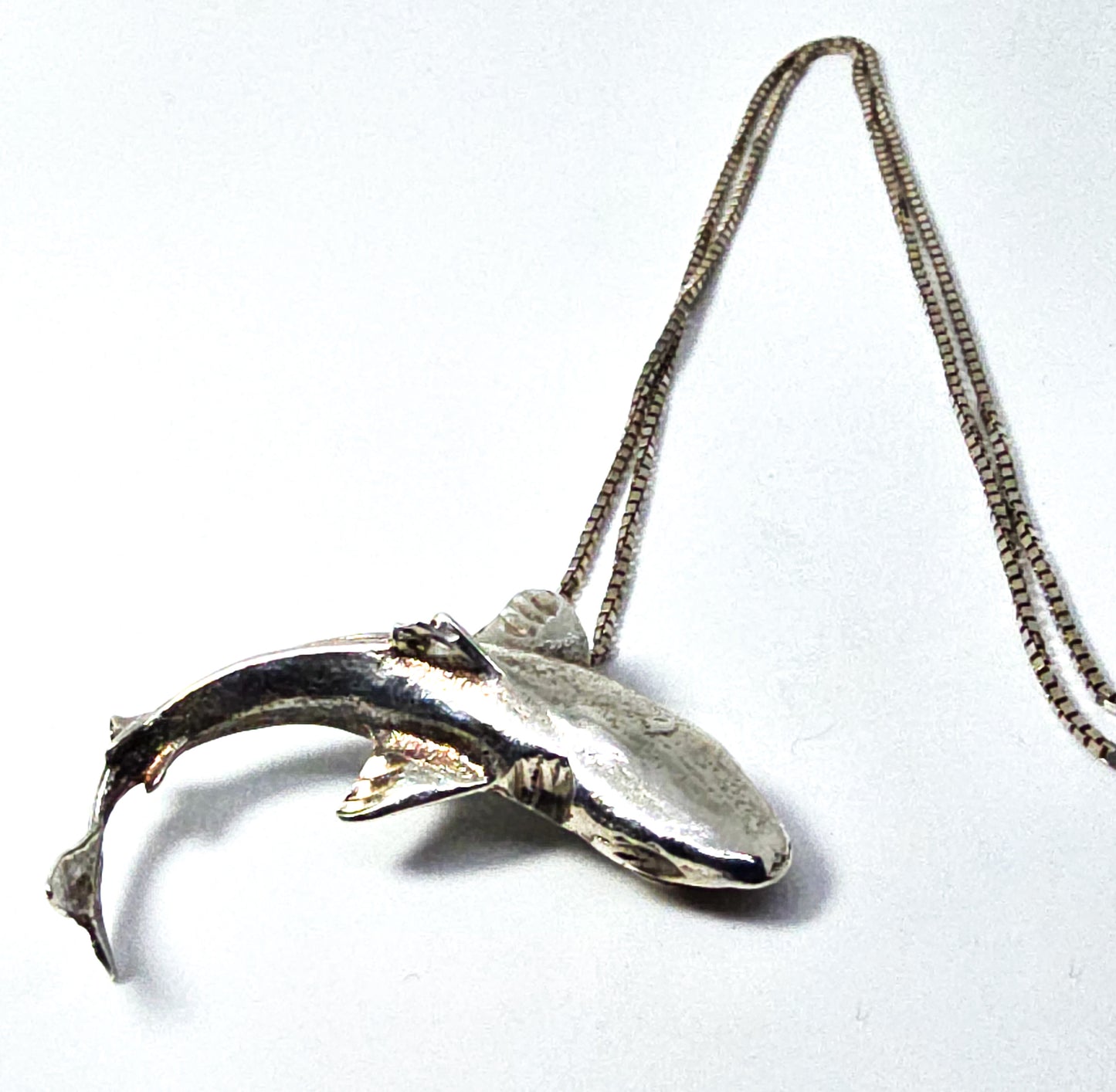 Great white shark solid sterling silver vintage retro surfer ocean pendant necklace