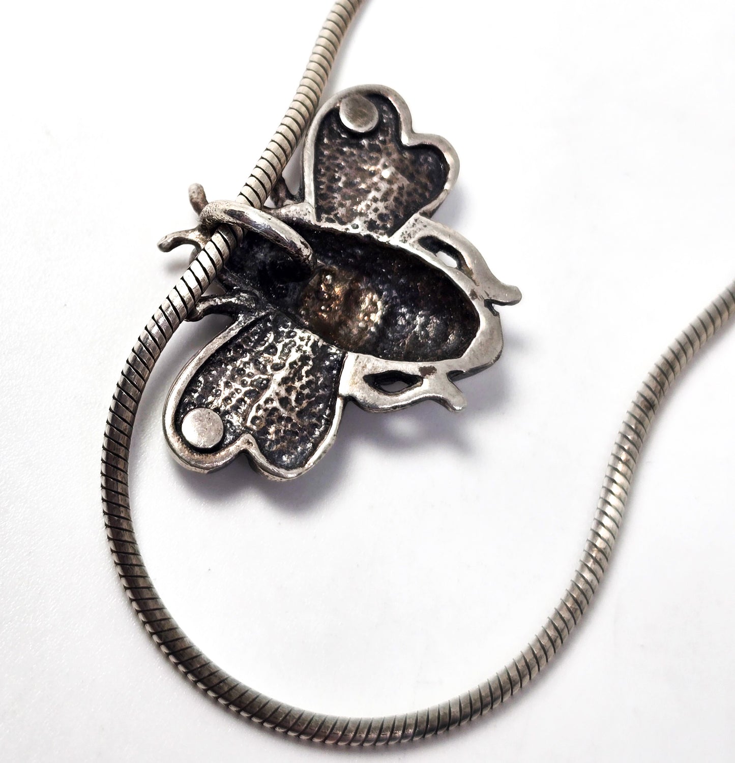 Honey Bee insect figural solid sterling silver pendant necklace