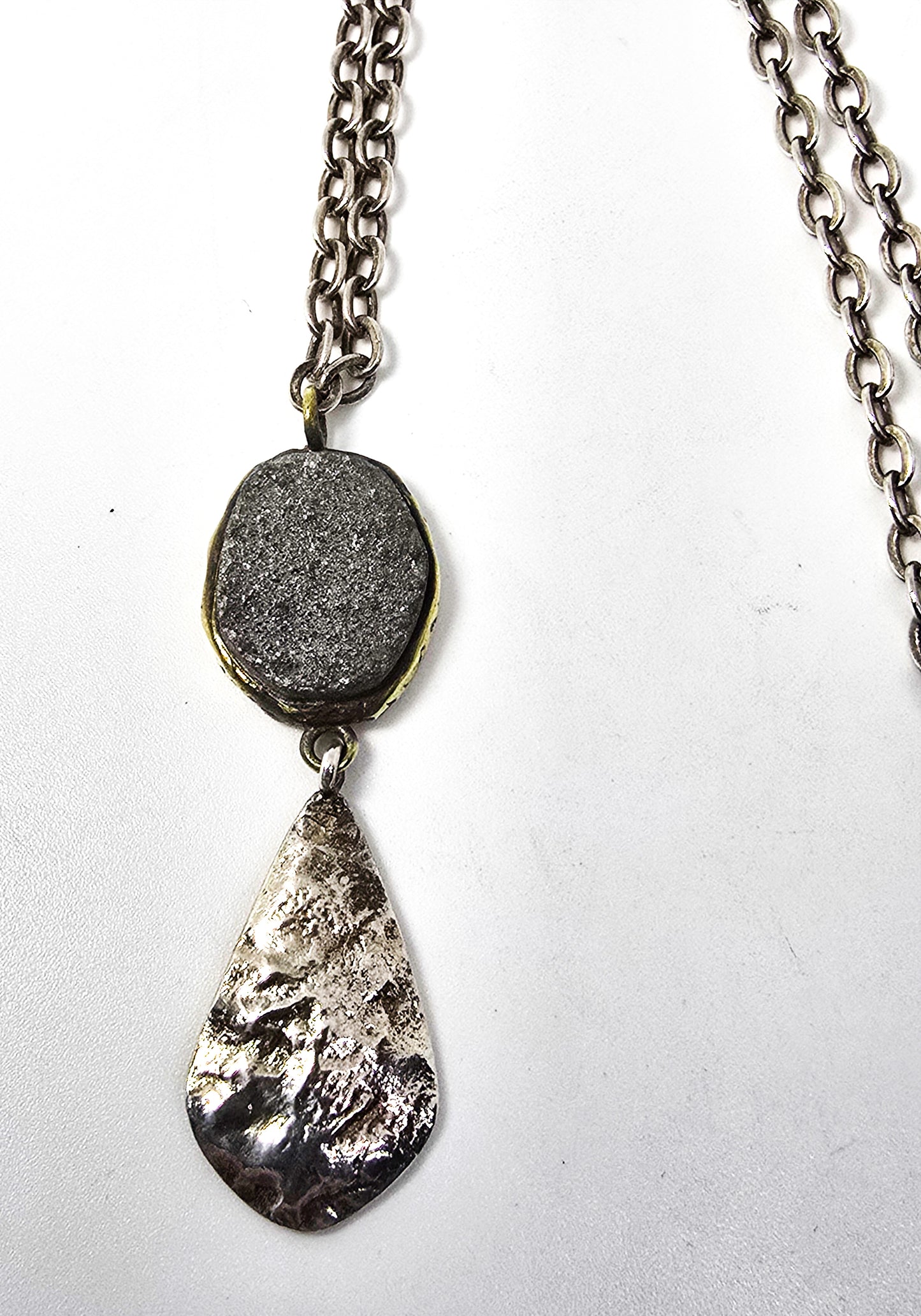 "Glisten Up" Druzy Pendant Silpada signed sterling silver and brass Necklace N3095